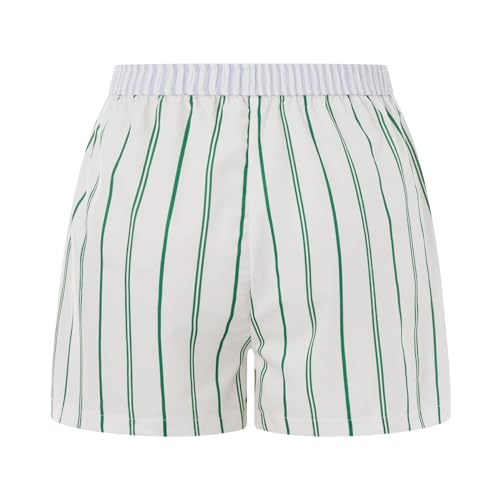 Image of Pivanzore Y2k Plaid Shorts for Women Casual Elastic Waist Aesthetic Lounge Bottom Baggy Pajama Shorts Boxers Sleepwear