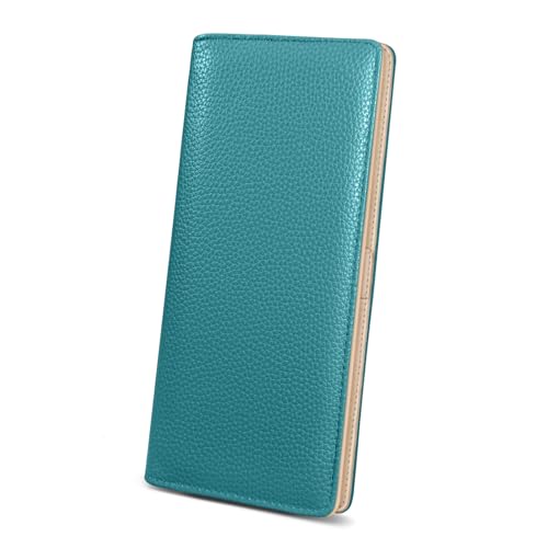 Image of Immaturus Womens Wallet, Blue Slim Thin RFID Blocking Card Wallets, Bifold PU Leather Credit Card Holder Organizer, Cute Cash Clutch Long Billfold with Zipper Coin Pocket Ladies Girls Gift