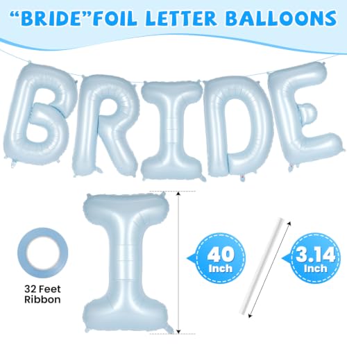 Image of 40 Inch Blue BRIDE Balloons, Giant Bride To Be Balloon, Letter Balloons for Bachelorette Party, Bridal Photo Booth Banner, Wedding Decorations