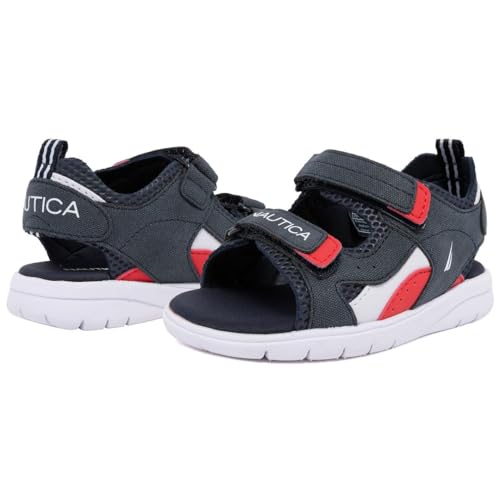 Image of Nautica Toddler Boys Sport Sandals - Lightweight Athletic Open-Toe Summer Shoes with Dual Adjustable Hook and Loop Straps for Outdoor Play, Beach, and Water