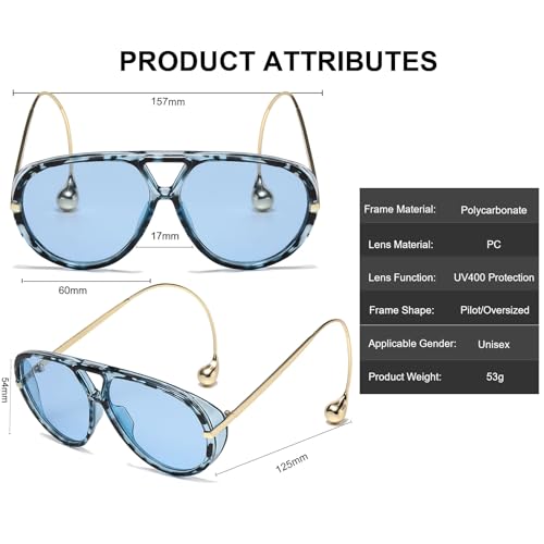 Long Keeper Retro Oversized Pilot Sunglasses Women Trendy 70s Pilot Shield Big Frame Double Bridge Vintage Shades UV4003