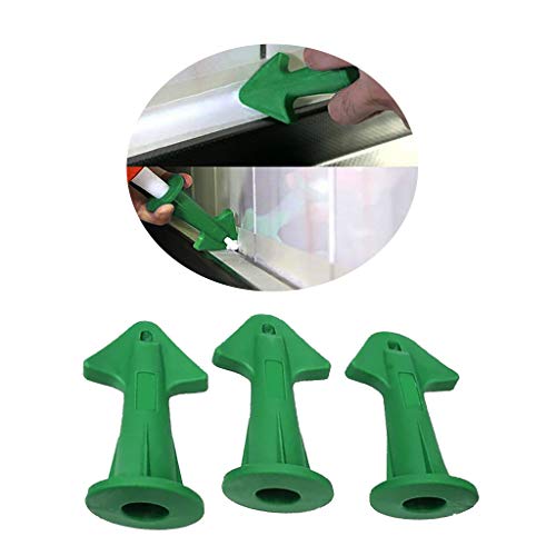 Caulk Nozzle Applicator, 3Pcs Silicone Caulking Tools Sealant Nozzle,Caulking Epoxy Piston Nozzle Accessories, Silicone Sealant Finishing Tool Grout Scraper for Tile or Brick Joints (Green)