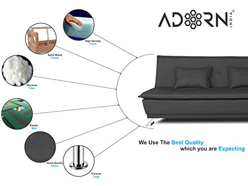 Image of Adorn India Arden 4 Seater Sofa Cum Bed 4 x 6 (Dark Grey) (3 Year Warranty)