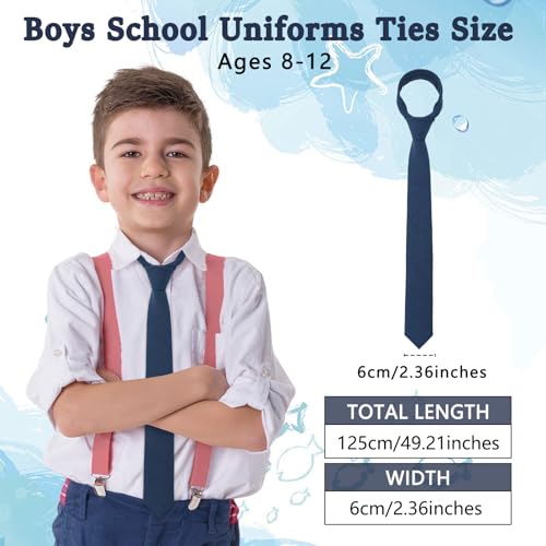 Mantieqingway 2.36'' Solid Color Boys Tie, Cotton Kids Tie Neckties for School Uniforms Party Graduation Wedding (8-12 Ages)4