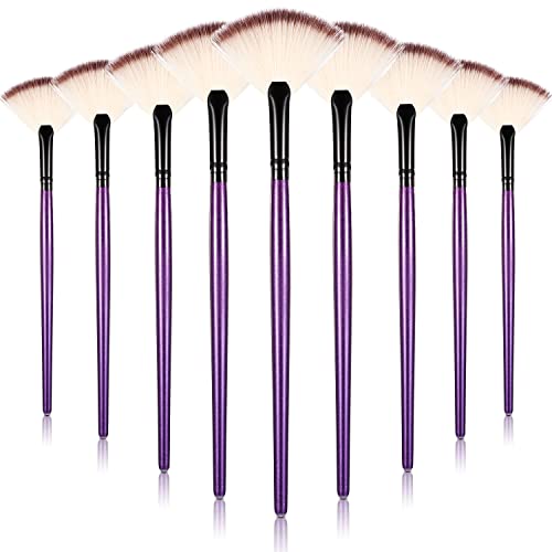 Image of 9 Pieces Facial Fan Mask Brushes, Soft Facial Applicator Brushes Tools for Peel Glycolic Makeup for Mud Cream(Purple)