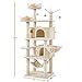 Topeakmart Cat Tree, 67in H Cat Tower for Indoor Cats, Multi-Level Climbing Tree with Scratching Posts Cat House w/Large Condo, Soft Hammock, Removable Cat Teaser Sticks, Beige
