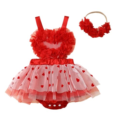 Celanisai Vestido rojo para niña, disfraz de carnaval, bebé, niña, día de San Valentín, diseño tridimensional, estampado floral, vestido de tul, vestido de fiesta, juego de dos piezas