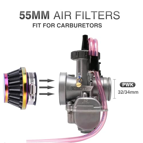 Image of 2PCS Motorcycle 35MM Air Intake Filter Universal Carburetor Air Filter Cleaner for Dirt Pit ATV SSR TTR Bike Breather Filter Fit for Many Different Carburetors (Colorful 55MM)