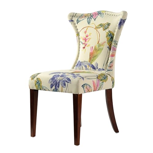 Jennifer Taylor Home Paradise Upholstered Accent Chair, Off-White/Floral Printed On Woven