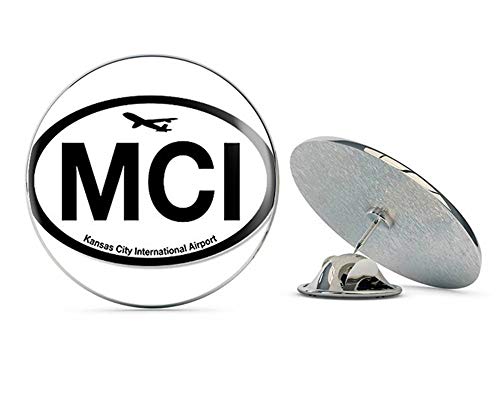 Oval MCI Kansas City Airport Code (Jet Fly air hub Pilot mo) Metal 0.75