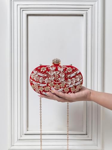 Image of THE TAN CLAN Elizah Zarozi Hand Embroidered Clutches for women Purses Luxury Evening Handbags for ladies