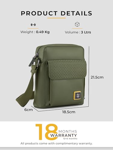 Image of EUME Packsy Sling Bag for Men & Women | Vegan Leather Crossbody Travel Bag | Magnetic Easy Access Pockets | Lightweight 3L Daily Use Bag