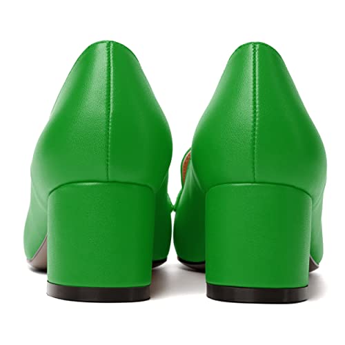 Image of MODENCOCO Womens Square Toe Slip On Comfortable Casual Matte Work Chunky Low Heel Loafers Shoes 2 Inch