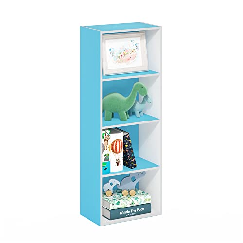 Image of Furinno Luder Bookcase / Book / Storage, 4-Tier, Light Blue /White