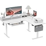 Bureau électrique réglable en hauteur : le bureau debout en forme de L dispose de 6 boutons pour votre usage quotidien, et de 4 boutons de mémoire prédéfinis pour répondre à vos différentes exigences de hauteur de 71,9 à 118,1 cm avec un faible bruit (< 48 dB) pendant la course. La vitesse de levage est de 20 mm/s. Passez de la position assise à la position debout en quelques secondes. Avec la technologie anti-collision, le bureau d'angle rebondit et se lève automatiquement lorsqu'il rencontre des obstacles en cours de descente, assurant une sécurité absolue lors du levage et de l'abaissement.
