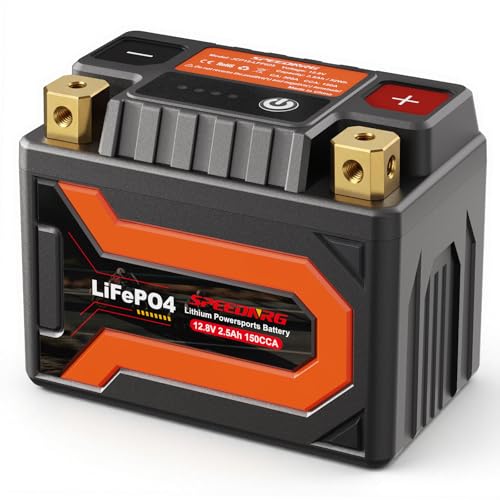 Lithium Motorcycle Battery YTX4L-BS / YTZ5S-BS 12.8V 2.5Ah LiFePO4 Battery 150CCA Pre-Charged Powersports Battery with Spacer Compatible with Motorcycle ATV UTV Scooter Jet Ski