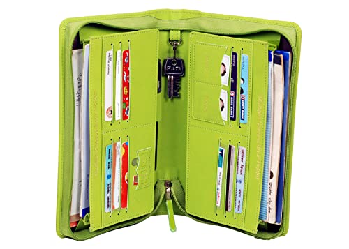 Image of Sukeshcraft Multiple Cheque Book Holder | Original PU Holds Upto 8 Cheque Books (PU -Light Green)