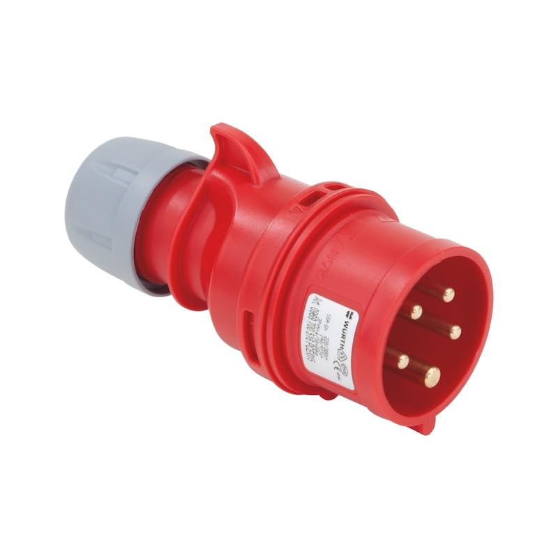 Würth CEE-Stecker 16A 400V 5-polig 6h IP44/IP54 Robuster Industriestecker mit Schraubklemmen für Werkstatt Baustelle & Industrie