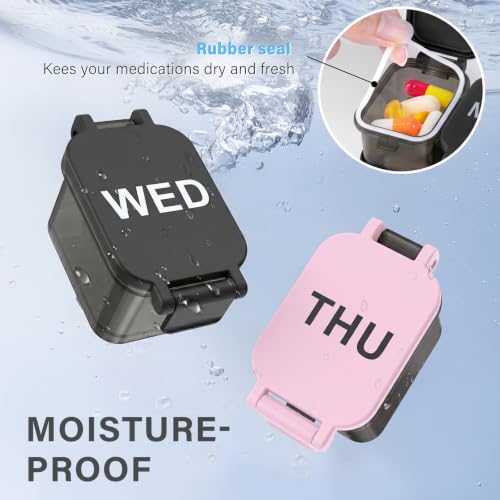 Image of Yaklim Extra Large Weekly Pill Organizer - Waterproof 7-Day Pill Box, Portable Vitamin & Supplement Case, Easy to Open Design, Ideal for Travel and Daily Medication Management (Blackpink, 2 Packs)