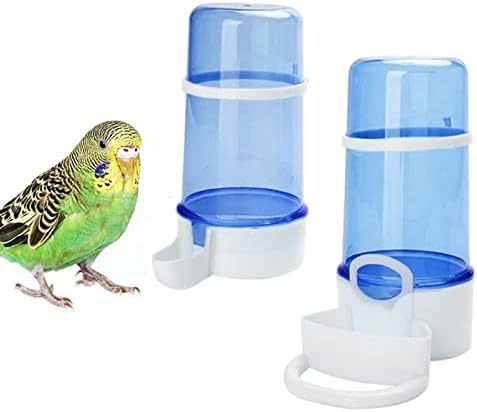Automatic Bird Feeder, 2 Pack Bird Water Dispenser for Cage, No-Mess Parrot Feeder Bird Water Feeder Bird Cage Feeder Parakeet Water Dispenser Water Bottle Drinker Feeder Food Seed Dispenser 415ml