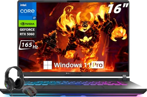 Image of ASUS ROG Strix G16 Gaming Laptop, 16 inch FHD+ 16:10 165Hz /3ms, NVIDIA GeForce RTX 5060, Intel Core i7-14650HX, 64GB DDR5, 2TB Gen 4 SSD, RGB Backlit KB, ROG Cooling, Gaming PC, Wi-Fi 7, Windows 11 Pro