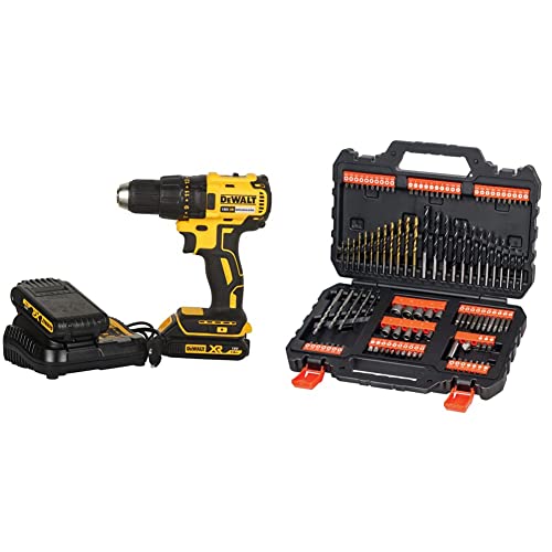 Image of DEWALT DCD777S2 18V 13mm Brushless XR Li-Ion Cordless Hammer Drill /Driver (2-Pieces) With BLACK+DECKER A7200 Metal Mixed Accessory Set (109-Pieces)