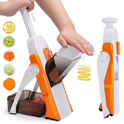 Myiosus - Mandolina de cocina manual, mandolina de cocina, taza de verduras multifunción de acero inoxidable, safety Slicer Mandolina ajustable para patata, zanahoria, queso, nuez