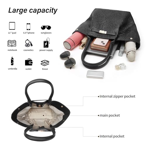 4-Piece YTL Women's Floral Leather Vegan Handbag Set (Various Colors) - image 4
