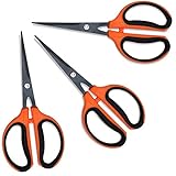 GROWNEER 3 Packs Trimming Scissors Teflon Coated Non Stick Blades Pruning Shears Gardening Hand Pruning Snips with Straight Stainless Steel Precision Blade