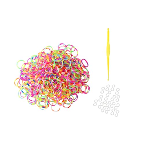 Komonee 300 Tie Dye Loom Bands Refill Pack with Hook Tool and Clips Art Craft Friendship Bracelet Jewellery Making Adults Game (NG1)