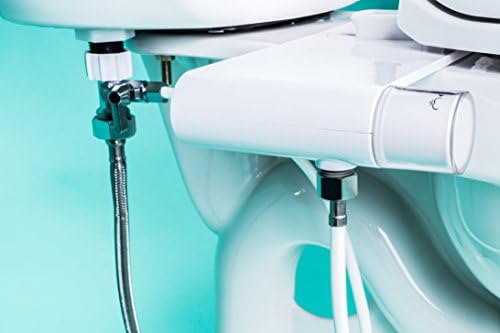 GenieBidet - Rear & Feminine Ultra Thin Toilet Attachment with Self Cleaning Dual Nozzles - No Wiring Needed - Easy 15 Minute Install. Hybrid Brass 3-way T with ON/OFF & [Travel Bidet Included]!