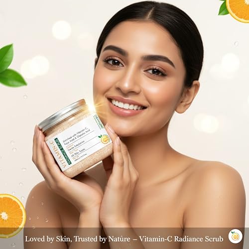Image of Vitamin-C Radiance Face & Body Scrub | Enriched with Vitamin C, Kojic Acid & Glycolic Acid | Skin Brightening, Exfoliating & Revitalizing - 400ml