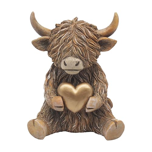 Lesser & Pavey Happy Highland Cow Highland Cow Heart of Gold Figurines et Ornements décoratifs pour Salon et Bureau | Accessoires de décoration pour intérieur et extérieur | Joli Cadeau pour Homme et