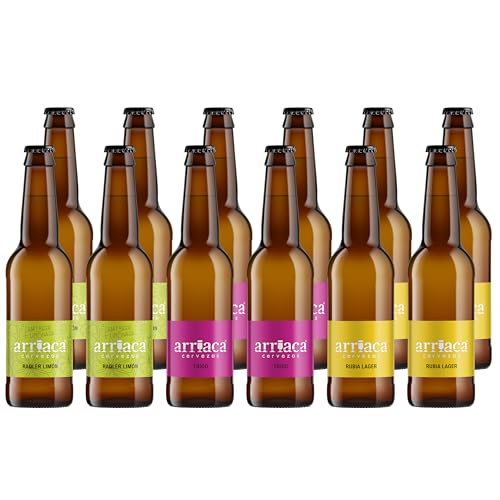 Cerveza Artesana Arriaca Pack Degustación 'El Suave' 4 RADLER + 4 TRIGO + 4 RUBIA (Botella 12 x 33cl)