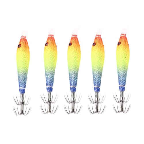 5pcs Luminefice Squid Jigs Fook Fishinglures Baits Scuttlefise Sleeve Saltwater Soft Night Blowing TubetbNA[