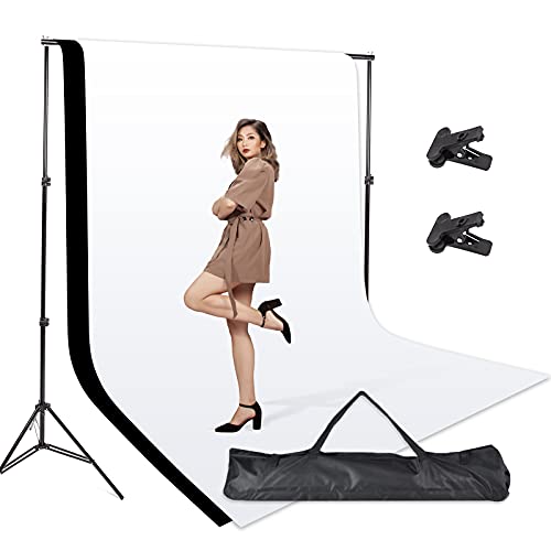 Support Système de Toile de Fond, Fond Support Système avec Toiles de Fond Noir Blanc, Support Fond 3x2m Réglable et Sac de Transport pour Photographie Portrait Objet Vidéo Studio Photo