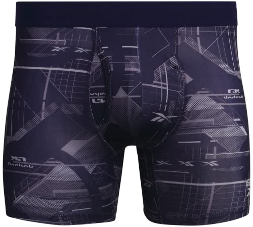 Reebok Men's Boxer Briefs - 8 Pack Performance Mens Underwear Boxer Briefs with Fly Pouch - Athletic Underwear for Men (S-XL), Size X-Large, Blue/Navy/Grey/Print4