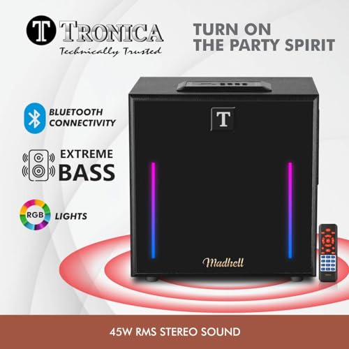 TRONICA Home Theater MADHELL 2.0 Bluetooth Speaker System with 45W RMS Stereo Sound, Display & Remote 220V AC Operational, Home Audio Speaker System 3 41h6HkPtgtL