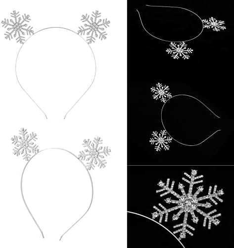Sibba Christmas Snowflake Headbands Xmas Rhinestone Hairbands Shinny Crystal Merry Christmas Crown Hair Hoop Holiday Party Tiara Headpiece, Silver