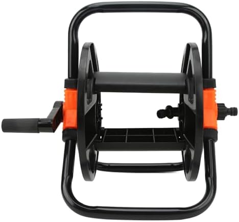 Close-up view of the orange hose connection point on the Zetiling hose reel.