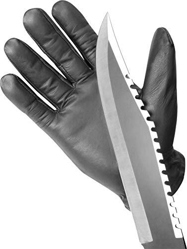 normani Echtleder Quarzsand Security Handschuhe mit schnitthemmenden Kevlar Lederhandschuhe SEC Einsatzhandschuhe mit Quarzsandfüllung Sicherheitshandschuhe Police Diensthandschuhe