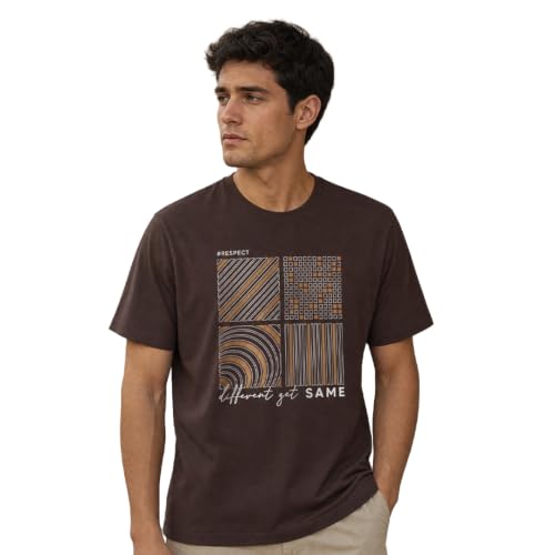 Image of Nobero 100% Cotton T Shirts for Men Stylish | Regular Fit | Graphic Printed T Shirts for Men 180 GSM Combed Cotton | Round Neck Half Sleeve