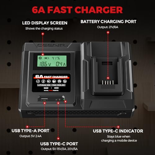 Image of 6A Fast Charger Compatible with Dewalt 20V MAX Battery,Replacement for DCB102 /DCB107 /DCB115 /DCB118 /DCB1112 Chargers