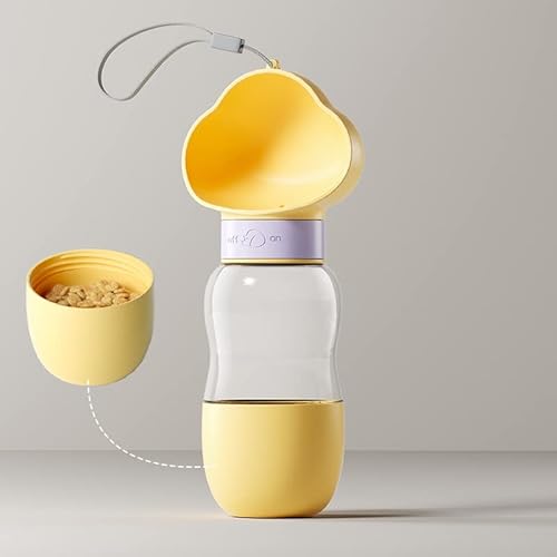 HEHW ペットウォーターボトル 犬猫用 携帯用水飲み かわいい雲の形 散歩用 ペット給水器 持ち運び便利 犬 水筒 水槽付き 水漏れ防止 多種ペット携帯用水飲みボトル 犬手軽に水分補給が出来 アウトドア 旅行 おでかけ 350ml水飲み器+200ml給餌