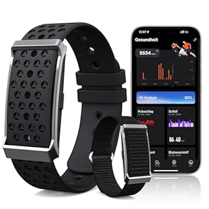 Fitness Tracker Ohne Display Damen Herren, Smart Band Smartwatch mit 24/7 Schlaf Herzfrequenz SpO2 Stress Überwachung, 35 Tage Akku, 170+ Sportmodi, IP68 Wasserdicht, Kein ABO (iOS/Android)