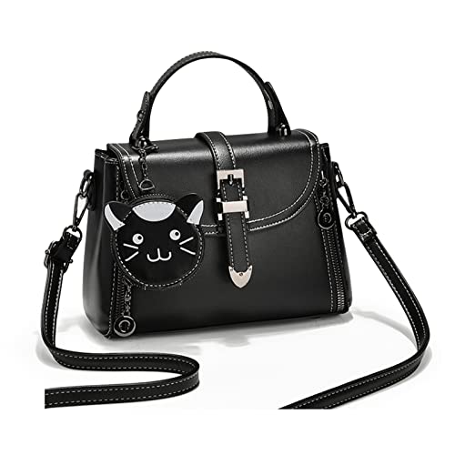 FANDARE Damen Handtasche PU-Leder Umhängetasche Schultertasche Wasserdicht Tote Beutel Henkeltaschen für Reisen Einkaufen Arbeiten Schwarz Cover
