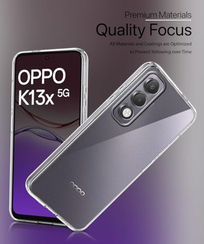 Image of WOW IMAGINE Transparent Back Cover Case for Oppo K13x 5G | Raised Bumps for Full Device & Camera Protection Shockproof TPU Silicone Back Case Mobile Cover - Transparent