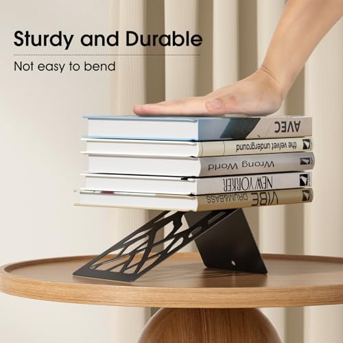 MaxGear Book Ends Tree Design Modern Bookends for Shelves, Non-Skid Book Holder, Heavy Duty Metal Book Storage for Books/CDs, Decorative Book Stopper for Home, 7 x 4.7 x 3.5”, Black,2 Pair/4 Pieces - Image 6