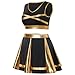 IBAKOM Women Metallic Cheerleader Outfits Sleeveless Crop Top Pleated Mini Skirt Two Pieces Cheerleading Uniform Adult 80s Cheer Halloween Costume Gymnastics Leotards Dance Skirt Black XS
