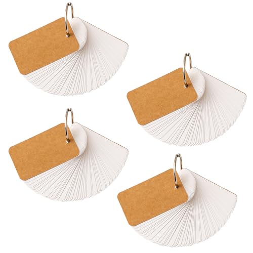 単語帳 単語カード 暗記カード コンパクト リングバックル で持ち運び可能 英語 漢字 試験 学習用品(7cm*4cm 50枚 4個入り )